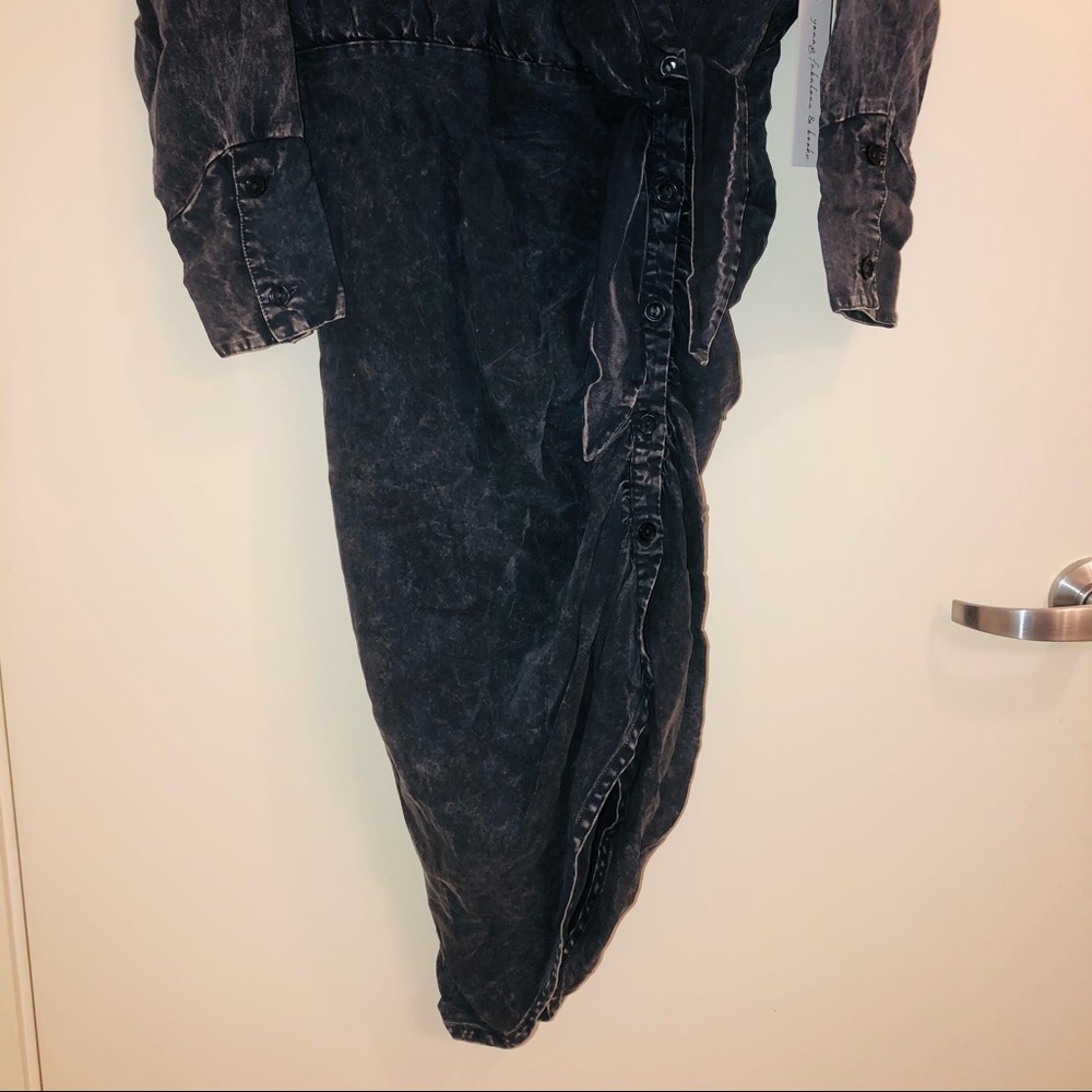 Young Fabulous & Broke Blue Tencel Shirt Dress Long Sleeve Size M - Picture 5 of 14